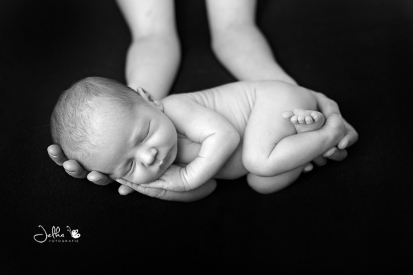 Jelkafotografie Newborn boy Hasselt black and white884BW